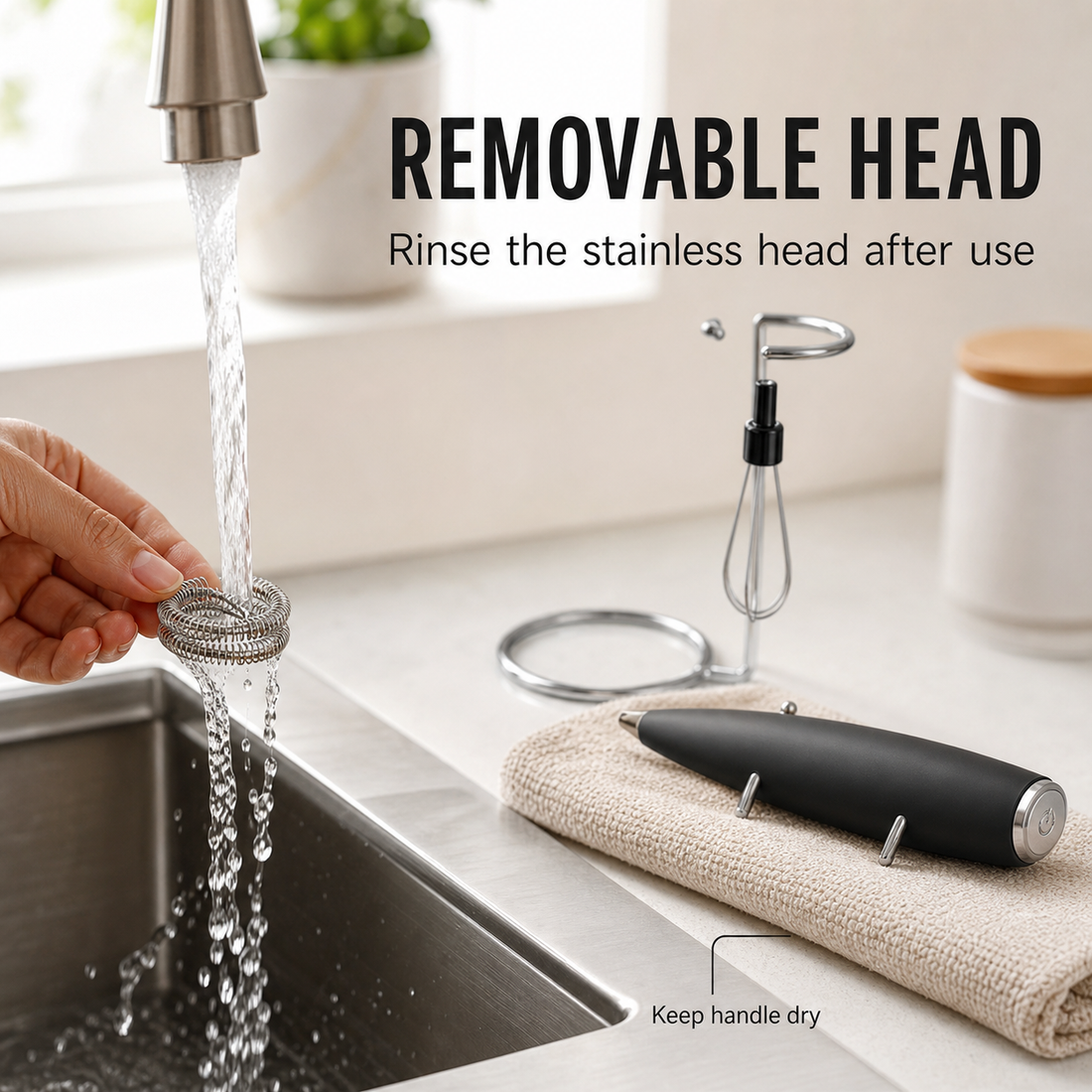 Electric Milk Frother removable head cleaning
