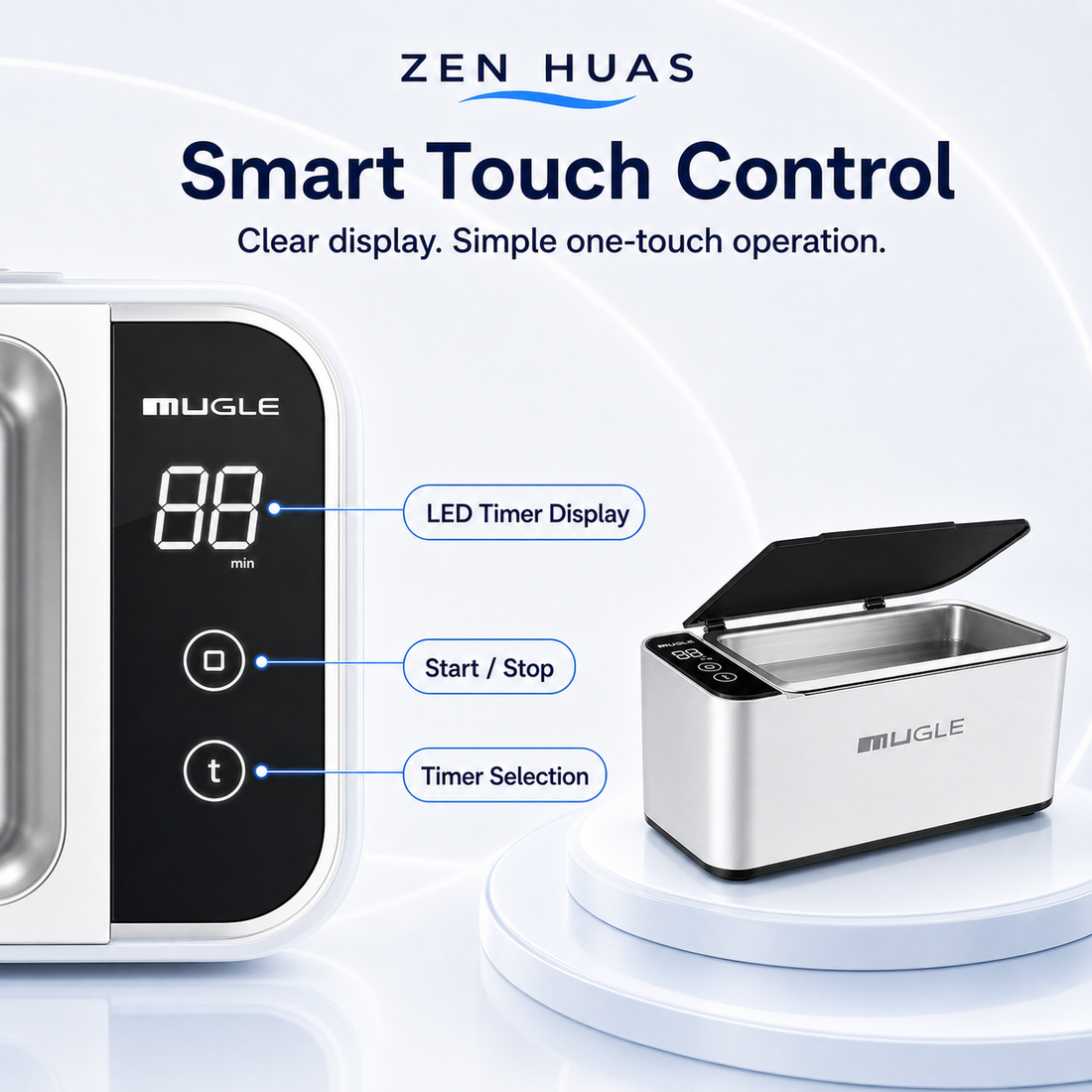 500ml Ultrasonic Cleaner Machine 46000Hz with 304 Stainless Steel Tank, Touch Control and 4 Timers for Home Use - product detail 5