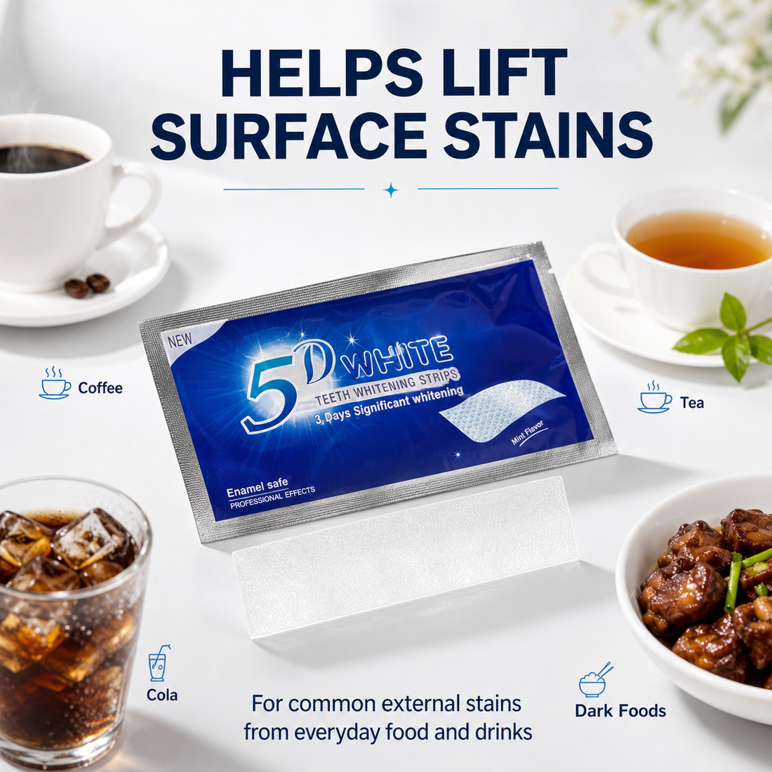 5D Teeth Whitening Strips surface stain care