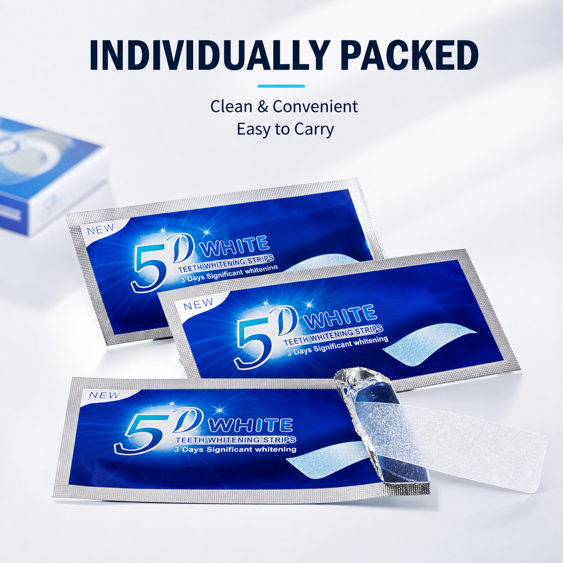 5D Teeth Whitening Strips individually packed