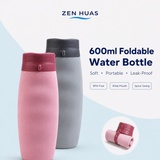 600ml Foldable Silicone Water Bottle Collapsible Leakproof BPA Free Wide Mouth for Travel Gym Camping