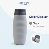 600ml Foldable Silicone Water Bottle Collapsible Leakproof BPA Free Wide Mouth for Travel Gym Camping - Gray