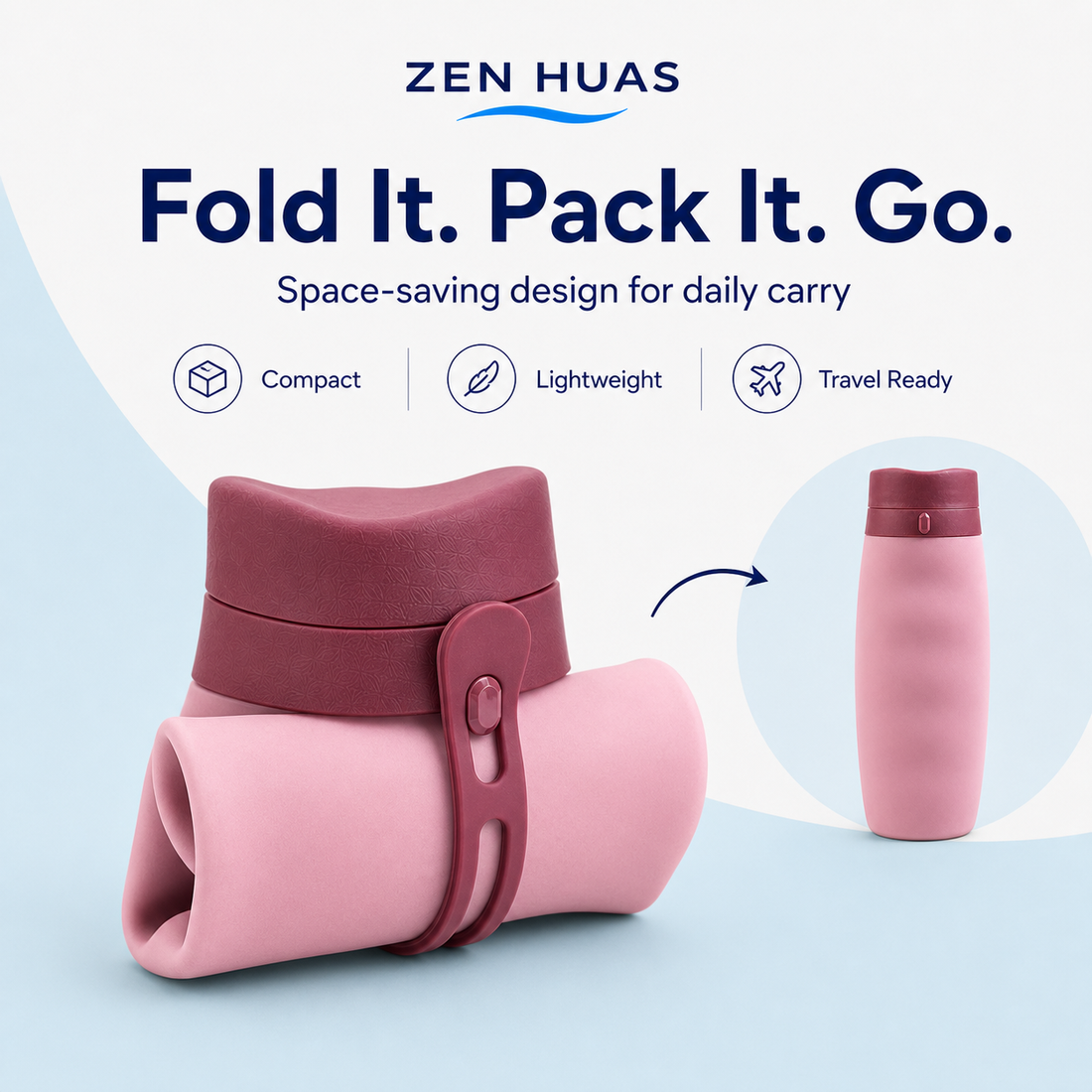 600ml Foldable Silicone Water Bottle Collapsible Leakproof BPA Free Wide Mouth for Travel Gym Camping - product detail 2