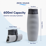 600ml Foldable Silicone Water Bottle Collapsible Leakproof BPA Free Wide Mouth for Travel Gym Camping - product detail 5