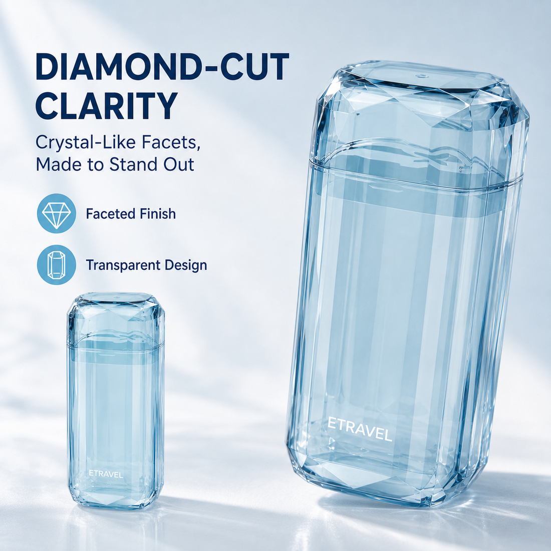 Diamond cut transparent storage cup design