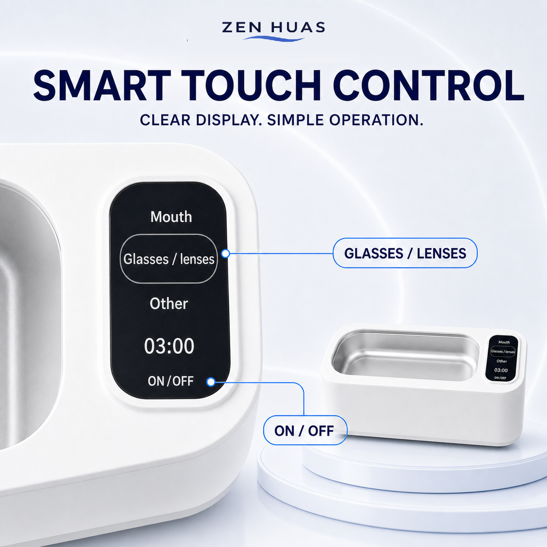 Ultrasonic cleaner touch control