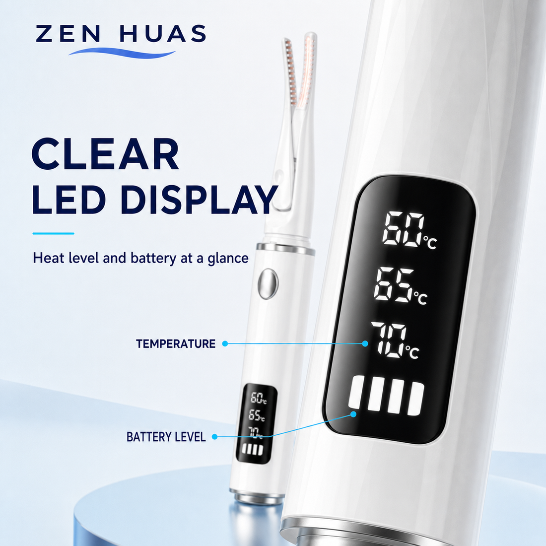 Heated eyelash curler LED display