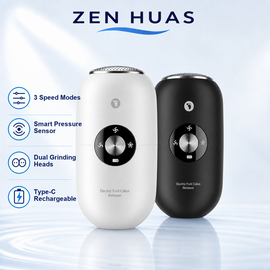 Electric Foot Callus Remover 3-Speed Rechargeable Foot File with Pressure Sensor and Dual Grinding Heads