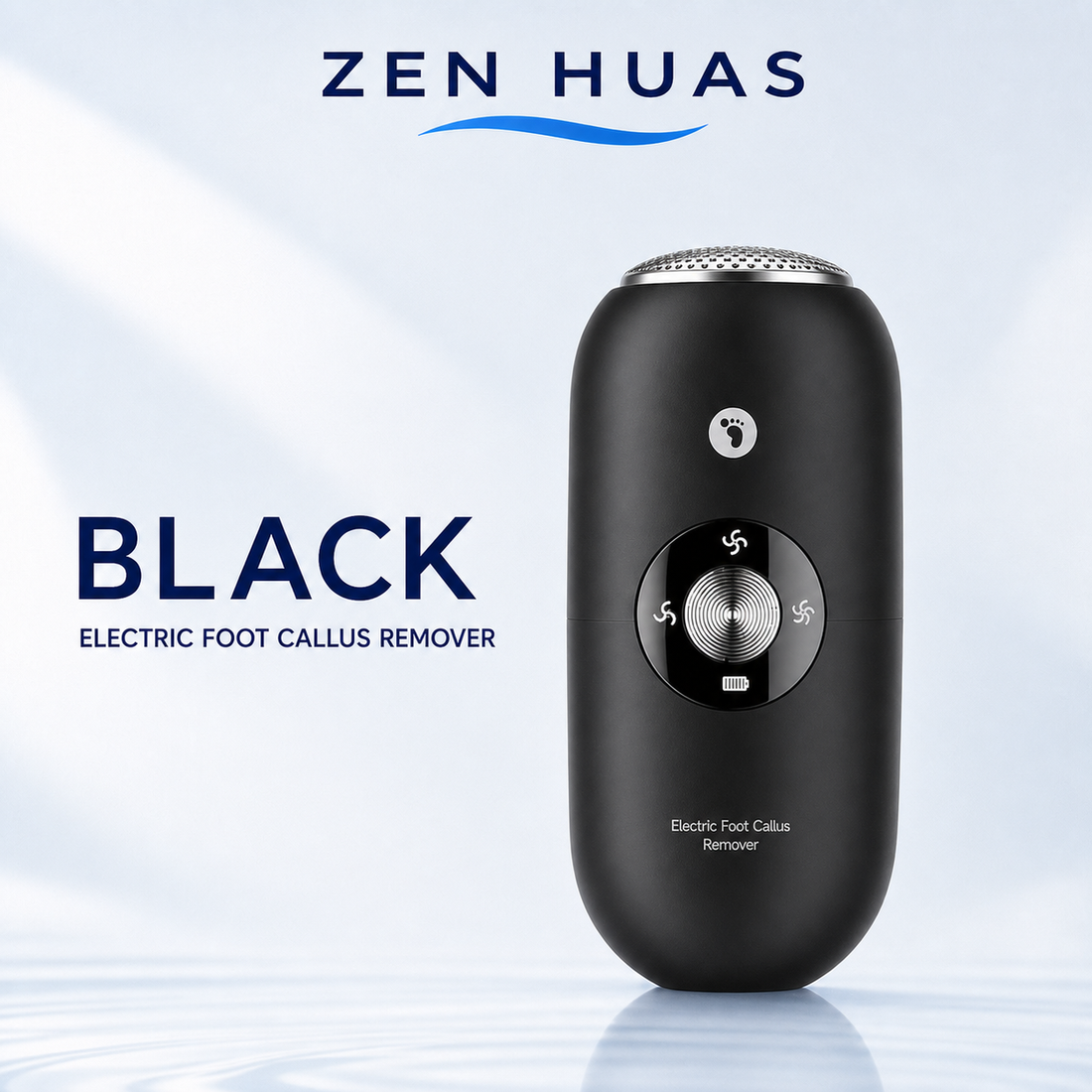 Electric Foot Callus Remover 3-Speed Rechargeable Foot File with Pressure Sensor and Dual Grinding Heads - Black