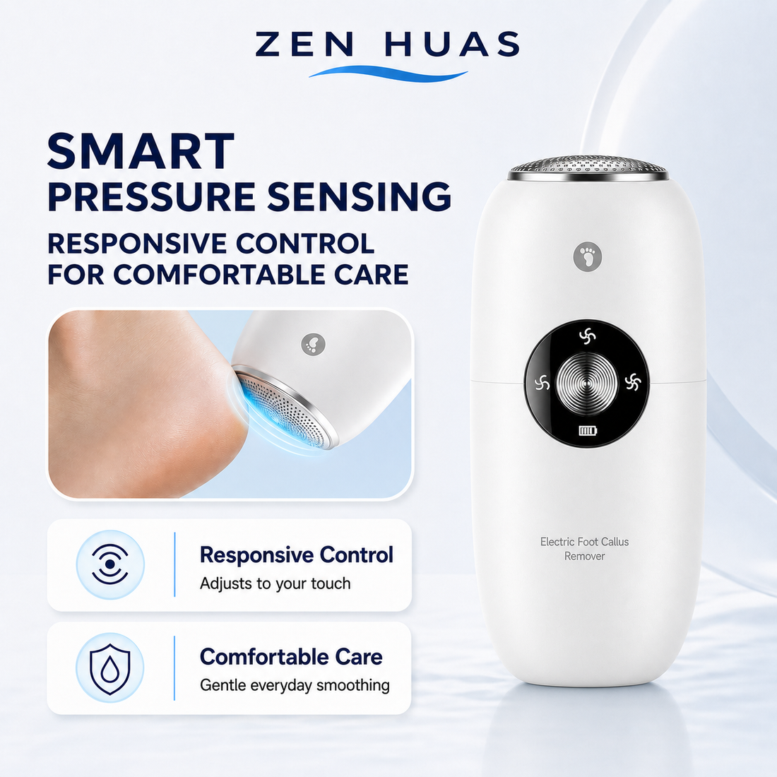 Electric Foot Callus Remover 3-Speed Rechargeable Foot File with Pressure Sensor and Dual Grinding Heads - product detail 2