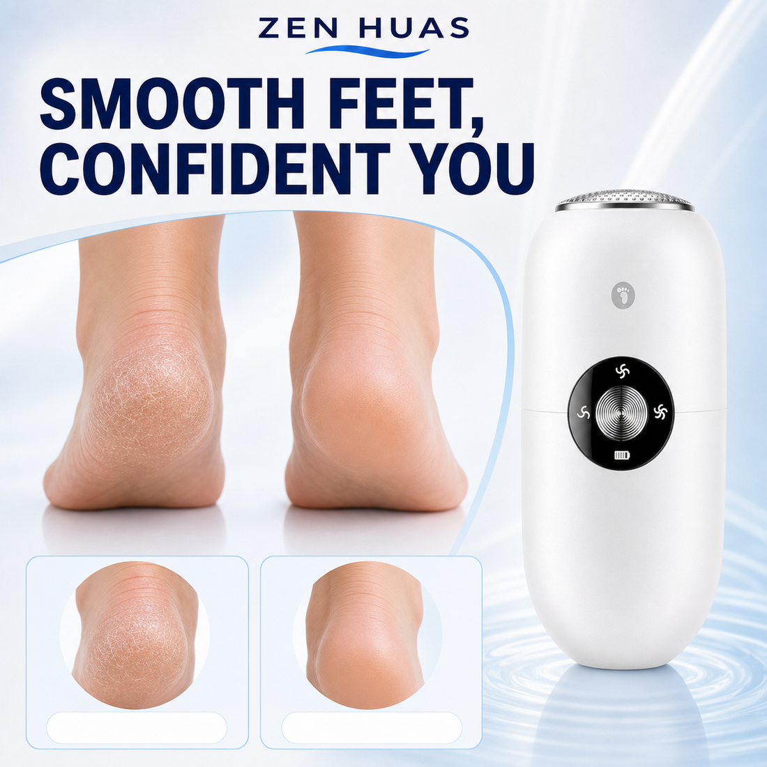 Electric Foot Callus Remover 3-Speed Rechargeable Foot File with Pressure Sensor and Dual Grinding Heads - product detail 3