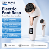 Electric Foot Rasp Callus Remover Rechargeable Pedicure File 2 Speeds Vacuum LED Display 3 Roller Heads
