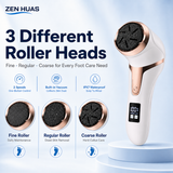 Electric Foot Rasp Callus Remover Rechargeable Pedicure File 2 Speeds Vacuum LED Display 3 Roller Heads - product detail 1