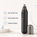 Electric Nose Hair Trimmer with 360 Rotary Head, Washable Detachable Head and Compact Travel Cap for Men Women
