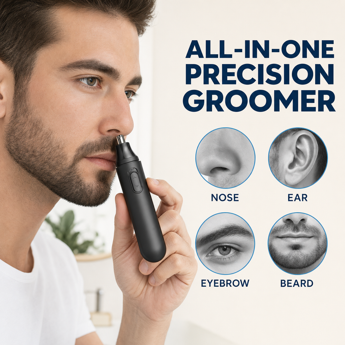 Electric Nose Hair Trimmer with 360 Rotary Head, Washable Detachable Head and Compact Travel Cap for Men Women - product detail 1