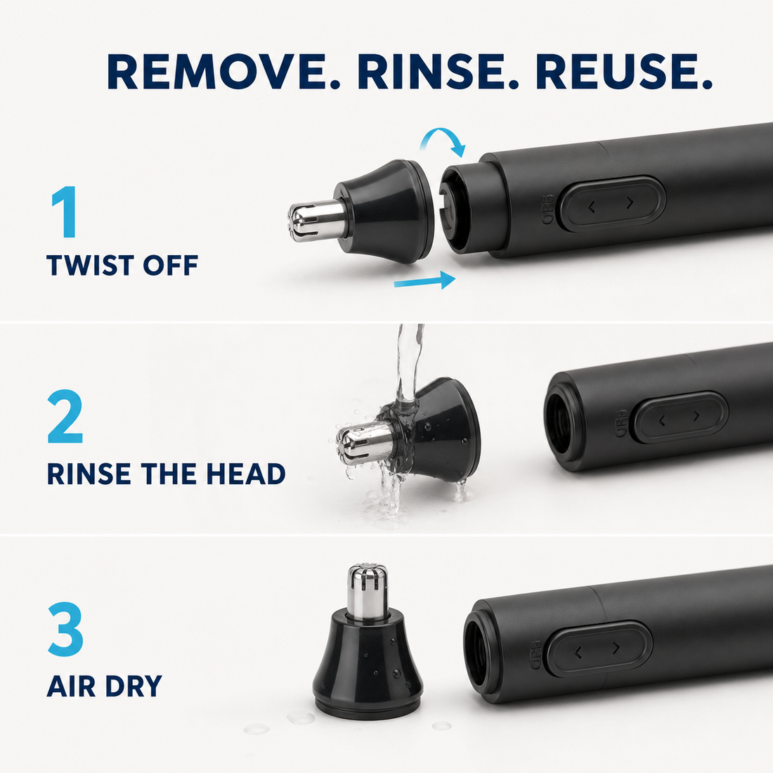 Electric Nose Hair Trimmer with 360 Rotary Head, Washable Detachable Head and Compact Travel Cap for Men Women - product detail 4