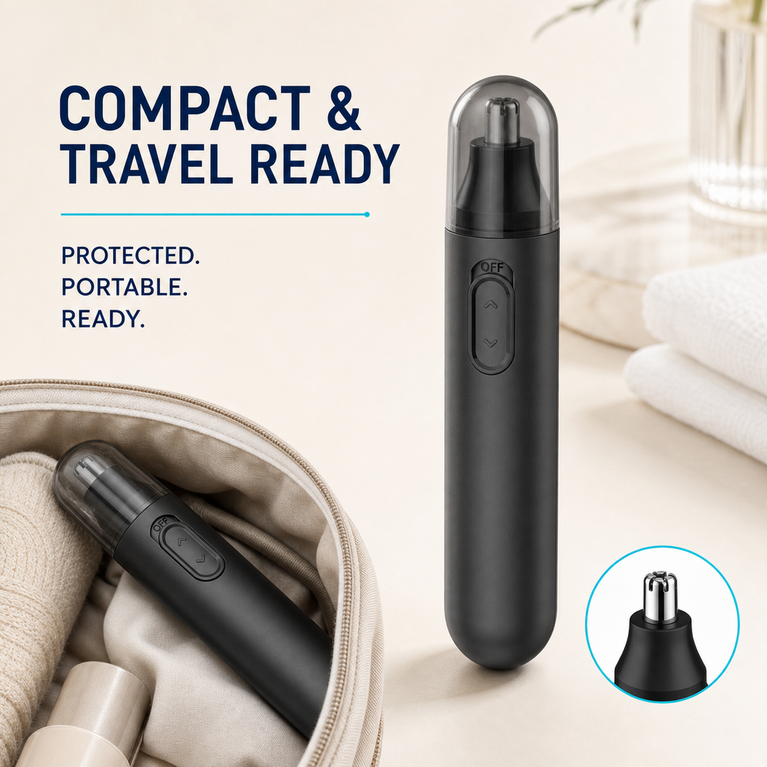 Electric Nose Hair Trimmer with 360 Rotary Head, Washable Detachable Head and Compact Travel Cap for Men Women - product detail 5