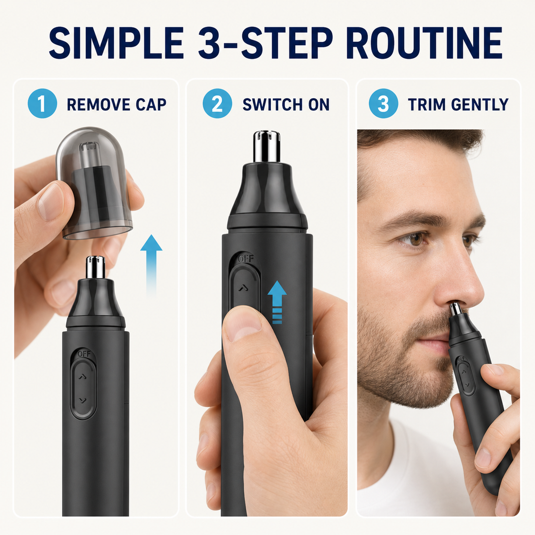 Electric Nose Hair Trimmer with 360 Rotary Head, Washable Detachable Head and Compact Travel Cap for Men Women - product detail 6