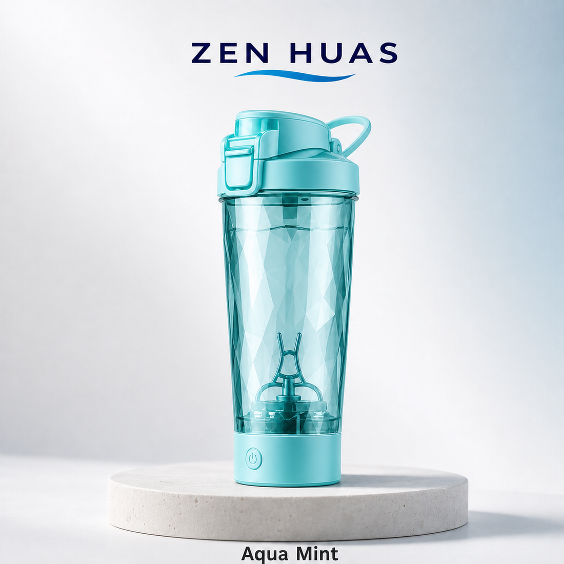 Electric Protein Shaker Bottle 700ml 7000RPM Automatic Self Stirring Mixer Cup Detachable Base for Gym - Aqua Mint