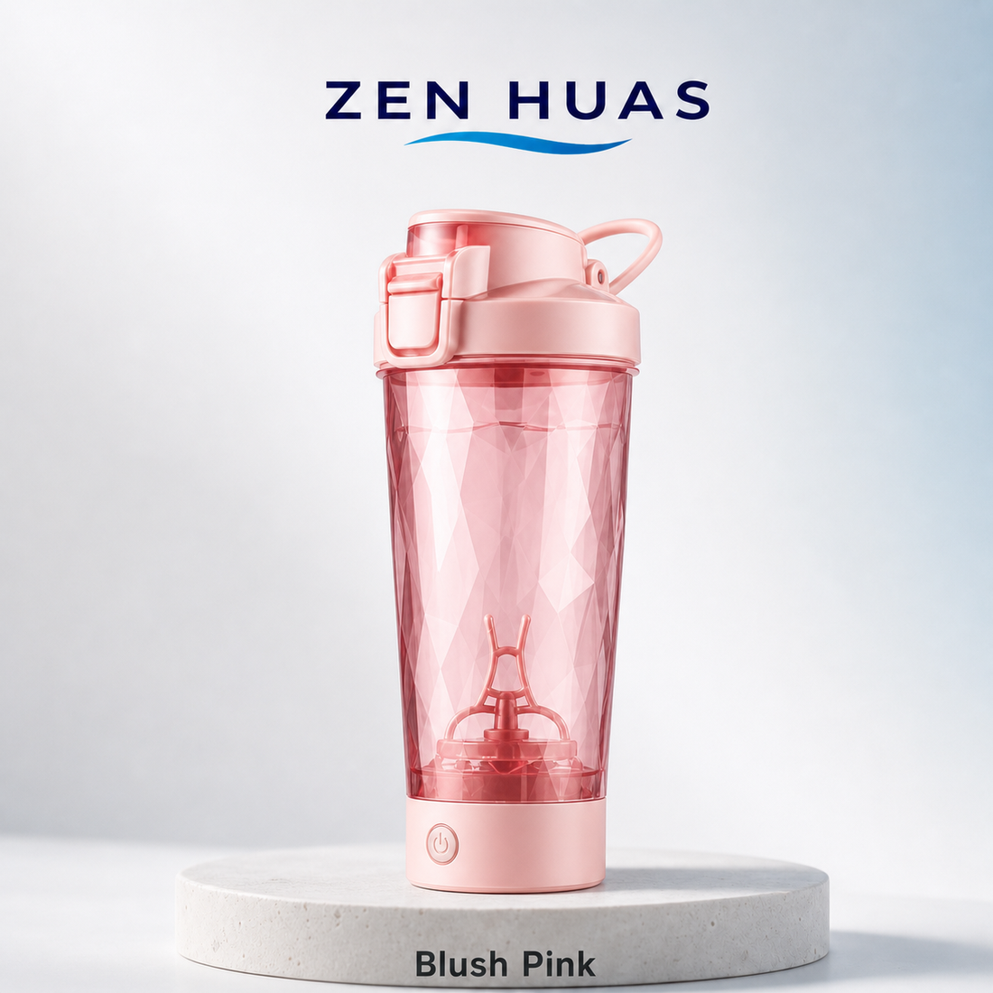Electric Protein Shaker Bottle 700ml 7000RPM Automatic Self Stirring Mixer Cup Detachable Base for Gym - Blush Pink