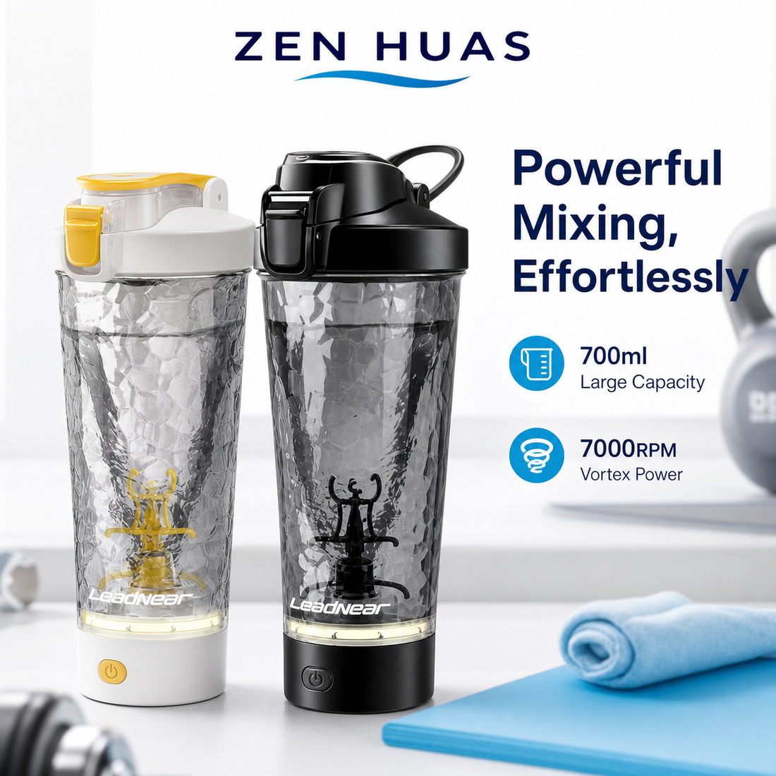 Electric Protein Shaker Bottle 700ml 7000RPM Automatic Self Stirring Mixer Cup Detachable Base for Gym - product detail 1