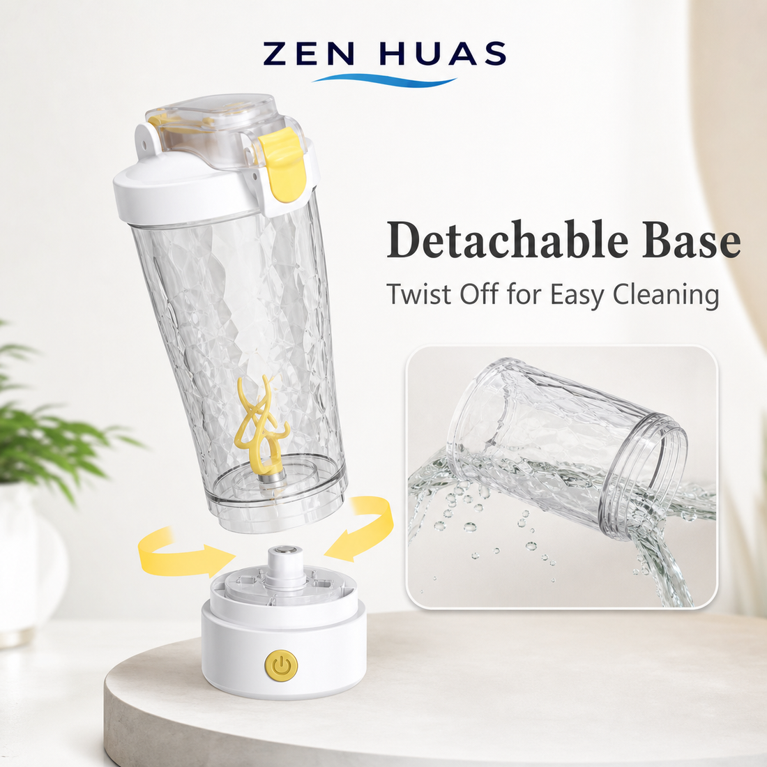 Electric Protein Shaker Bottle 700ml 7000RPM Automatic Self Stirring Mixer Cup Detachable Base for Gym - product detail 3