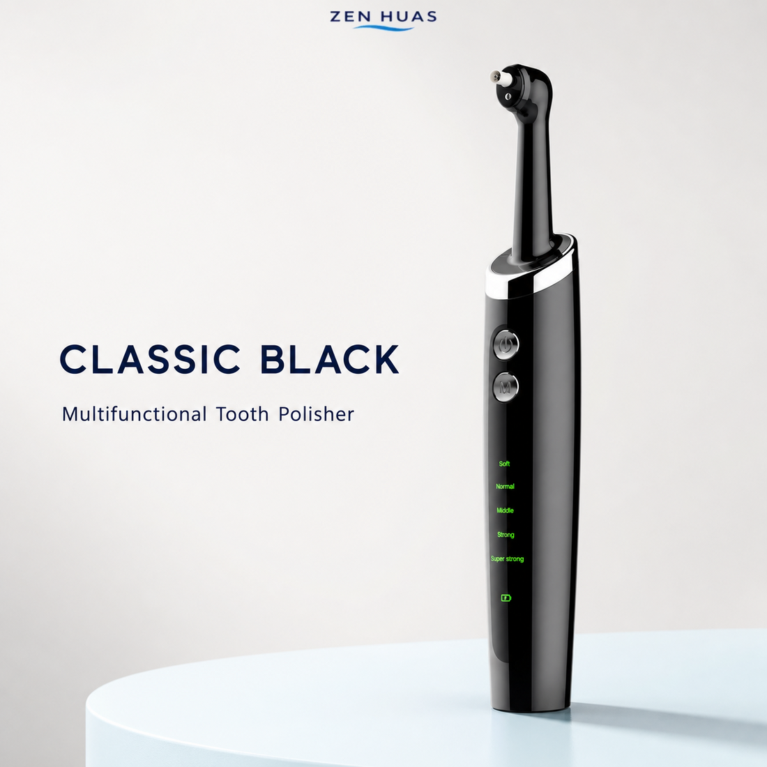 Electric Tooth Polisher Rechargeable Oral Care Tool with 5 Heads, 5 Modes, LED Light and IPX6 Resistance - Classic Black