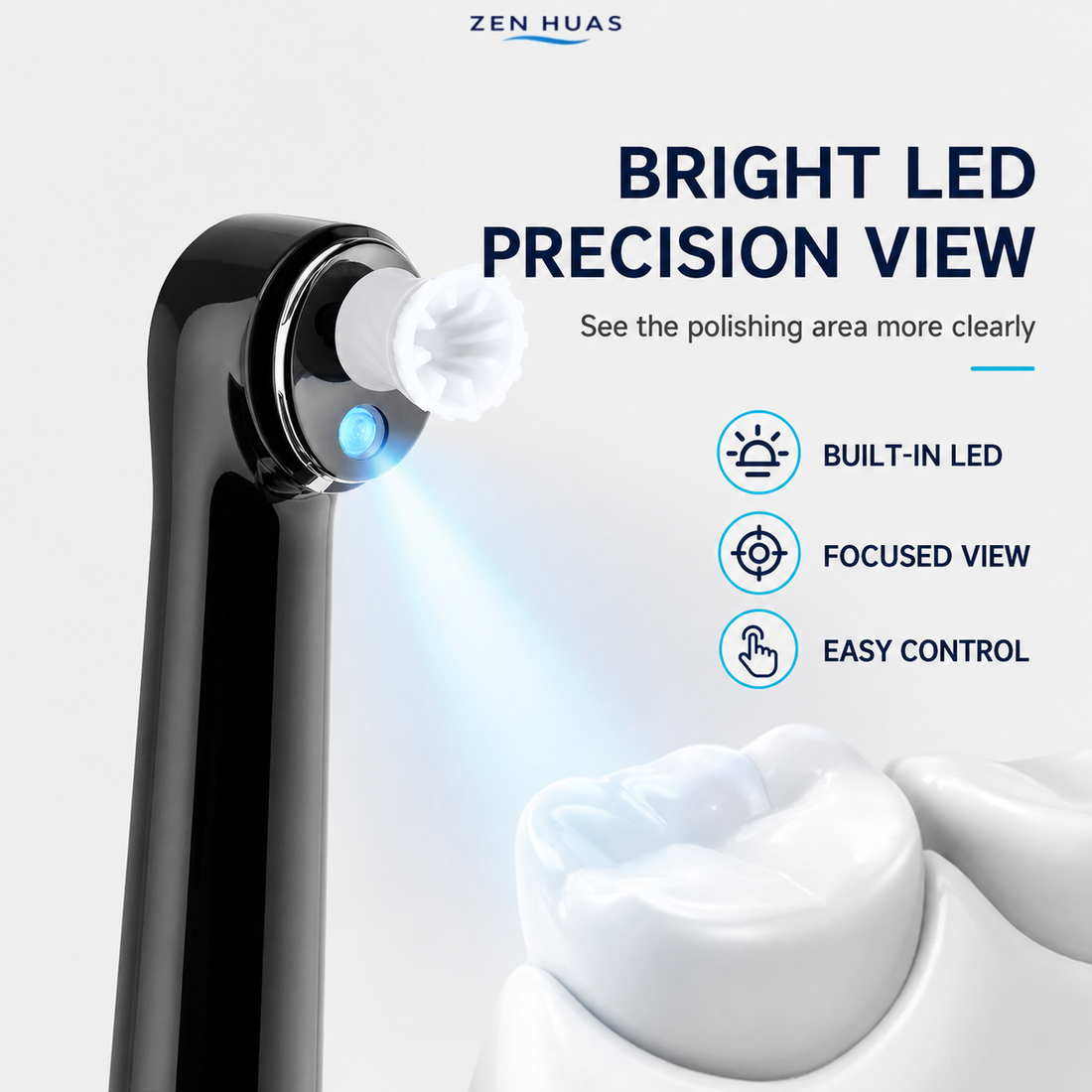 Electric Tooth Polisher Rechargeable Oral Care Tool with 5 Heads, 5 Modes, LED Light and IPX6 Resistance - product detail 5