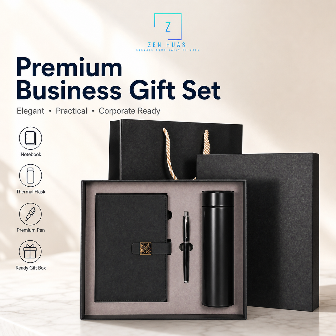 Executive Corporate Gift Set Notebook Pen 500ml Thermal Tumbler Gift Box Business Office Door Gift
