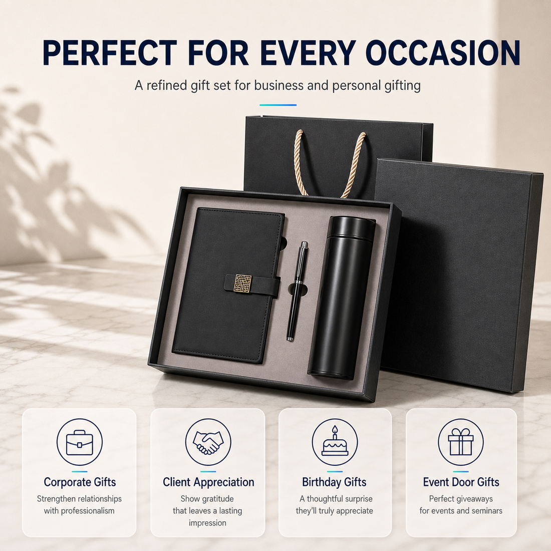 Executive Corporate Gift Set Notebook Pen 500ml Thermal Tumbler Gift Box Business Office Door Gift - product detail 6