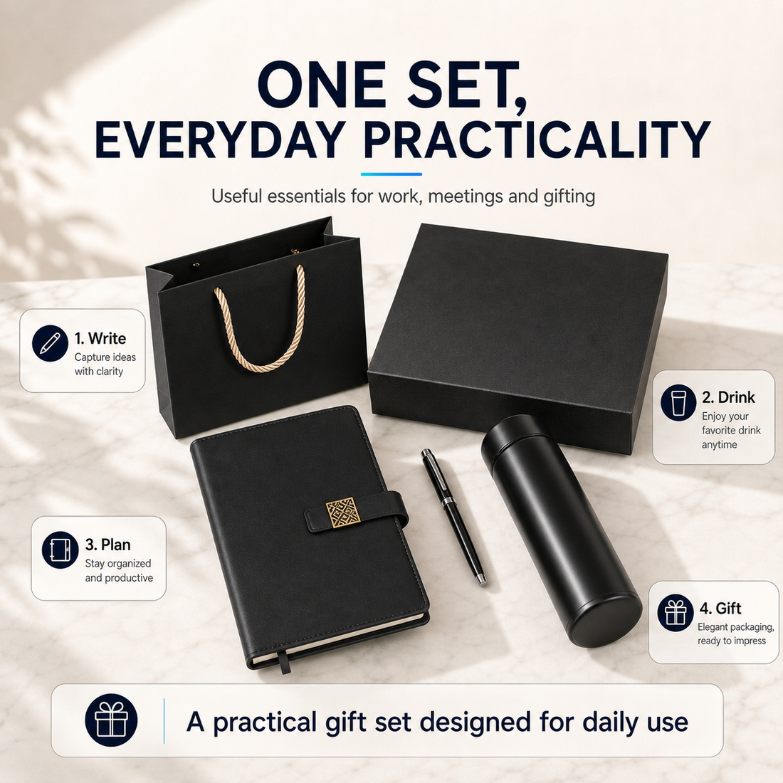Executive Corporate Gift Set Notebook Pen 500ml Thermal Tumbler Gift Box Business Office Door Gift - product detail 8