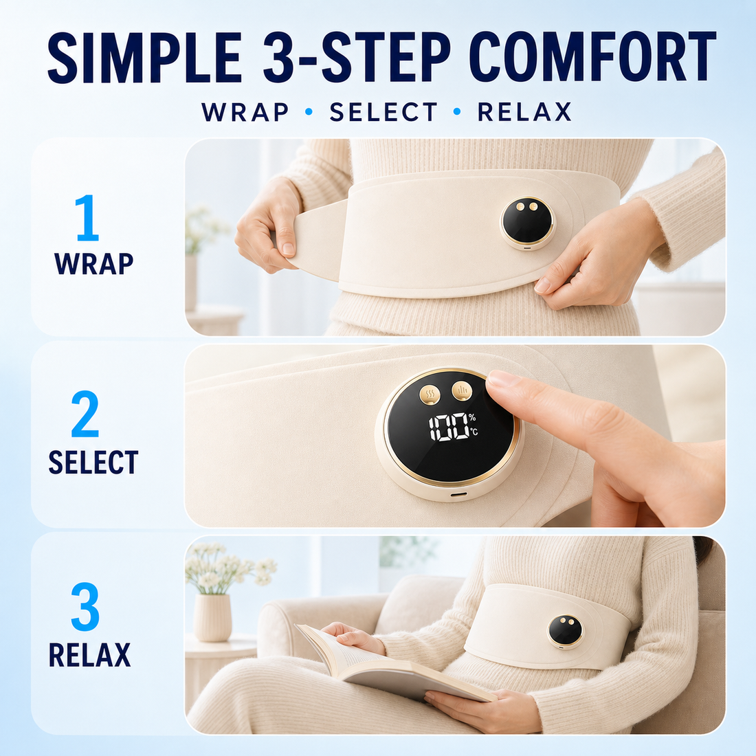 Three step heated waist massager use guide