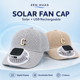 Solar fan cap with detachable fan in Grey and Khaki