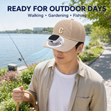 Solar fan cap for outdoor activities