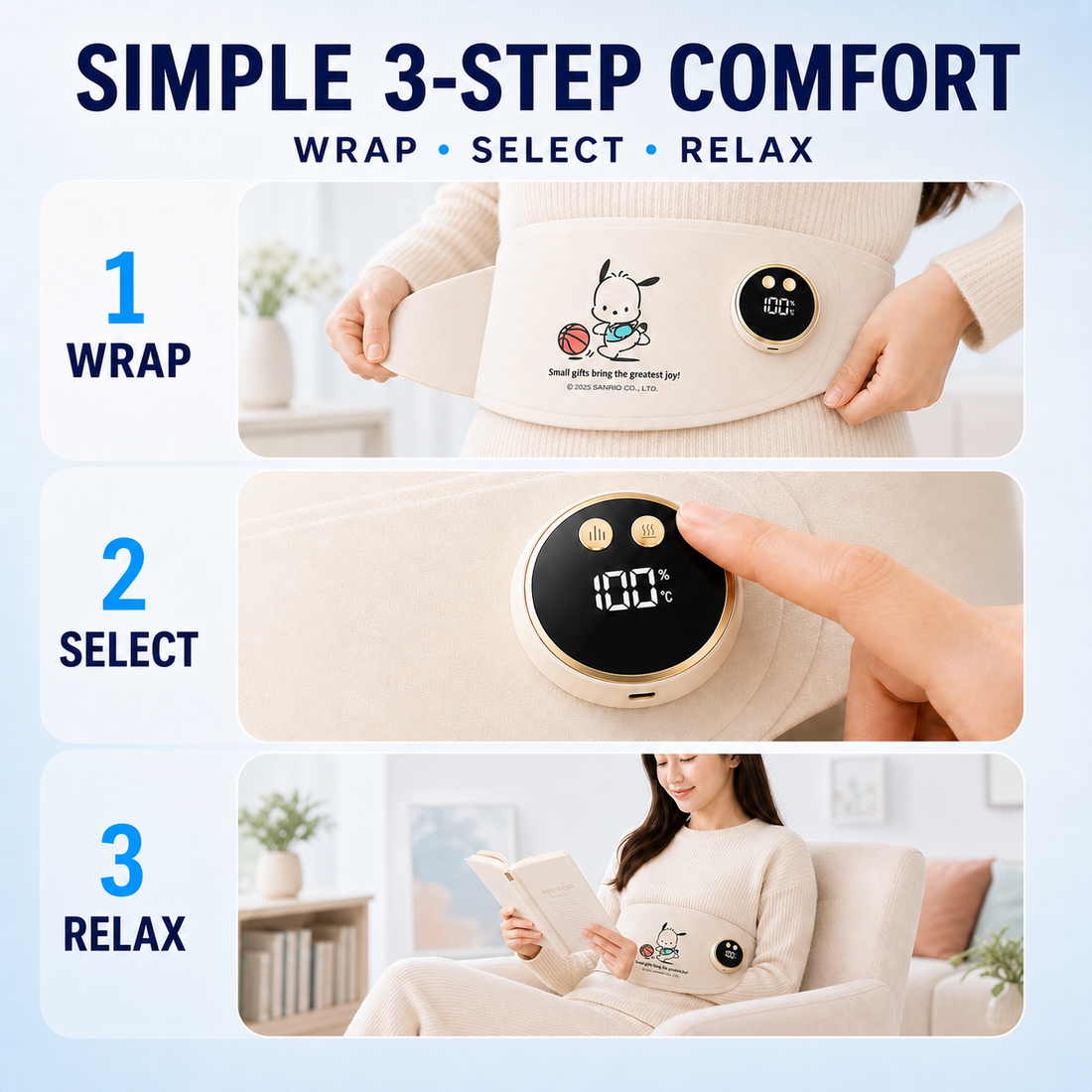 Three step heated waist massager use guide