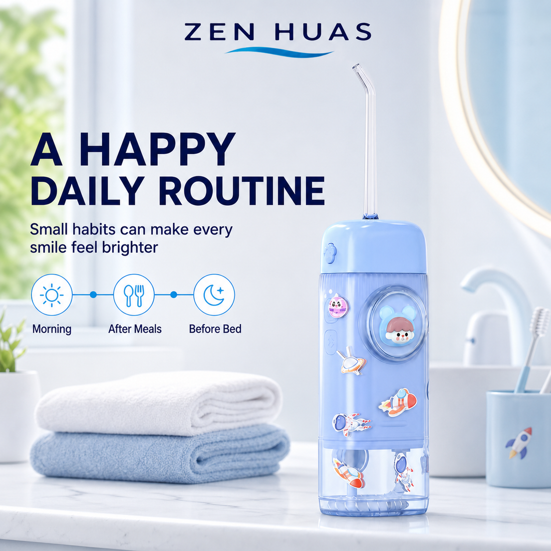 Kids Mini Water Flosser Portable Oral Care Device with 2 Cleaning Modes, One Button Control and Clear Water Tank - product detail 7