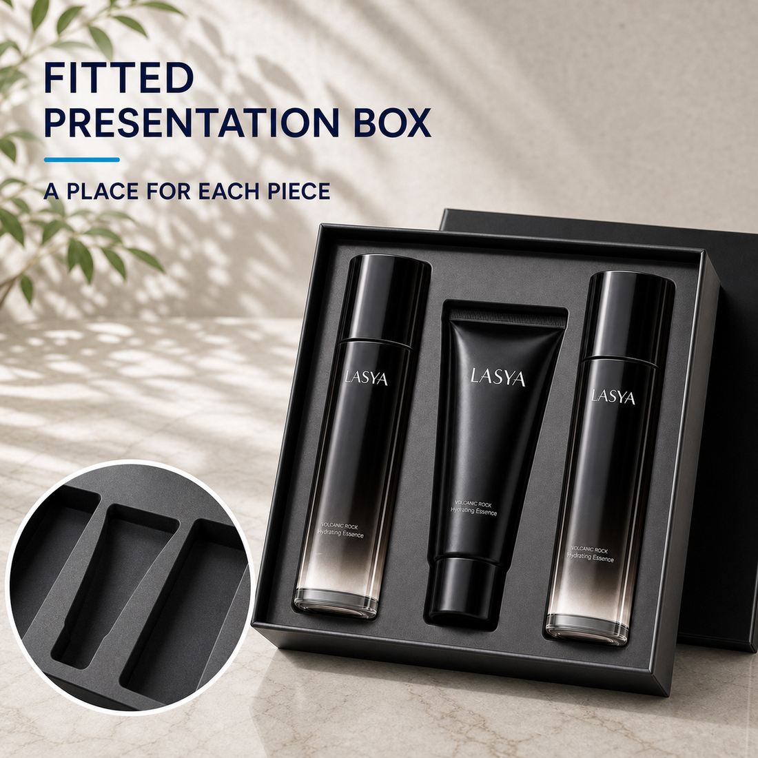 Fitted black presentation gift box