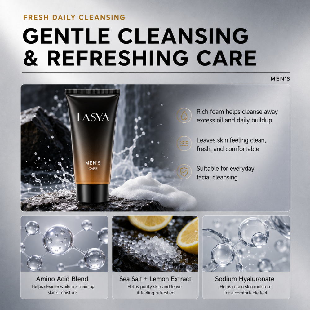 LASYA Men's Daily Care Set Cleanser Toner Emulsion Cream 4 Step Facial Care Gift Set - product detail 4