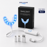 LED Teeth Whitening Kit 16 Blue Light Mouth Tray 4 Whitening Pens 16 Min Timer 4 Adapter Options - Black