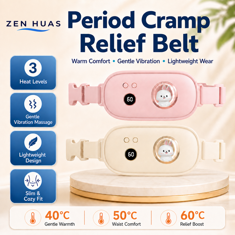 Menstrual Heating Belt Period Comfort Warm Waist Pad 3 Heat Levels Gentle Vibration Lightweight Wear