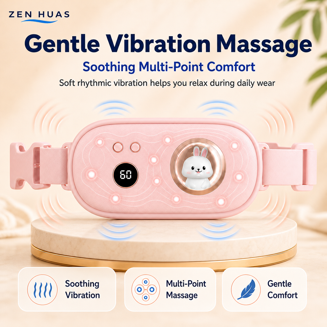 Menstrual Heating Belt Period Comfort Warm Waist Pad 3 Heat Levels Gentle Vibration Lightweight Wear - product detail 2