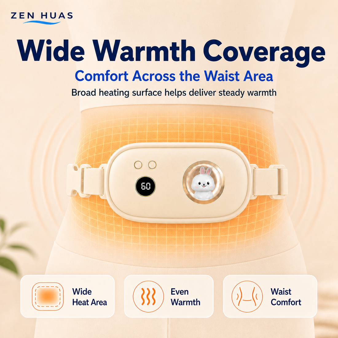 Menstrual Heating Belt Period Comfort Warm Waist Pad 3 Heat Levels Gentle Vibration Lightweight Wear - product detail 5