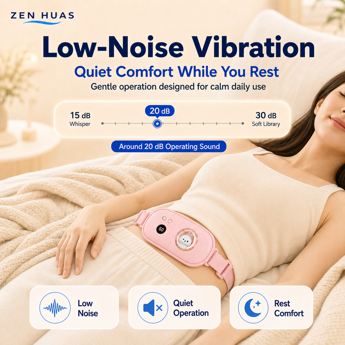Menstrual Heating Belt Period Comfort Warm Waist Pad 3 Heat Levels Gentle Vibration Lightweight Wear - product detail 6