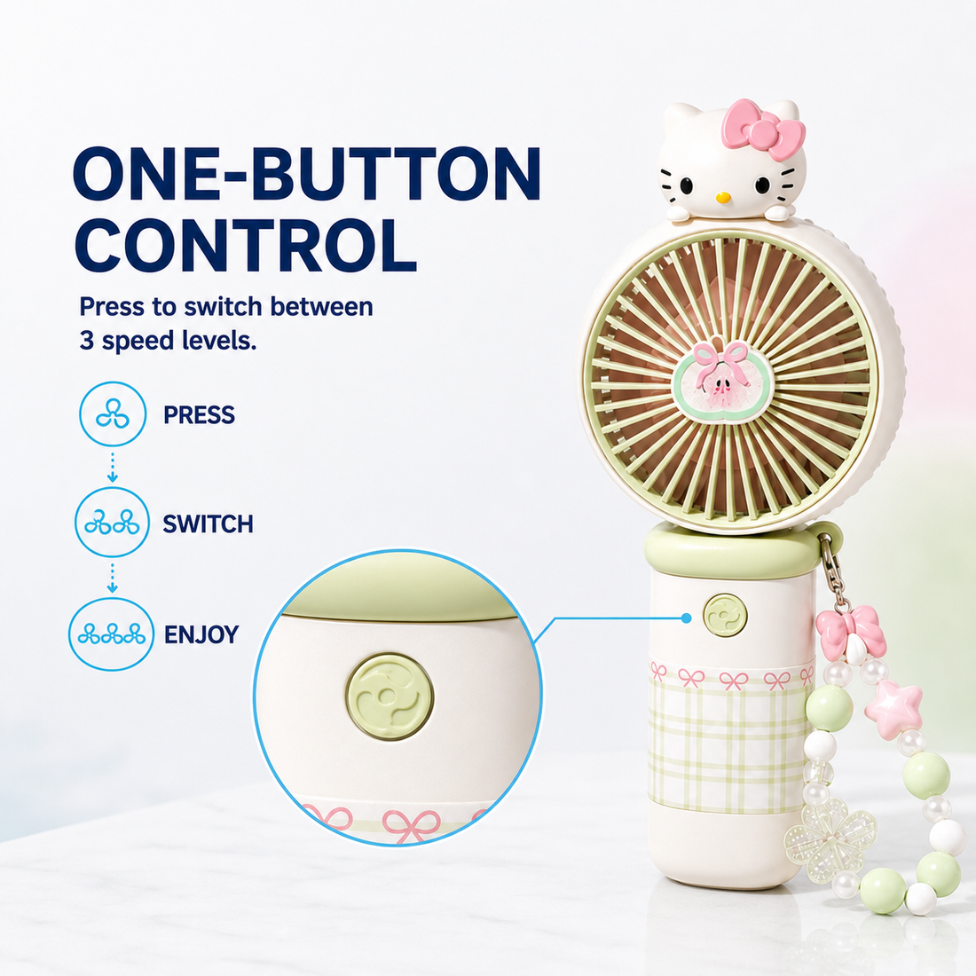 Mini fan one button control