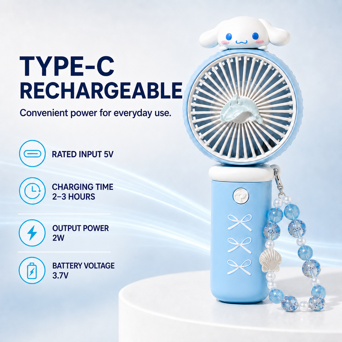 Mini fan Type-C charging