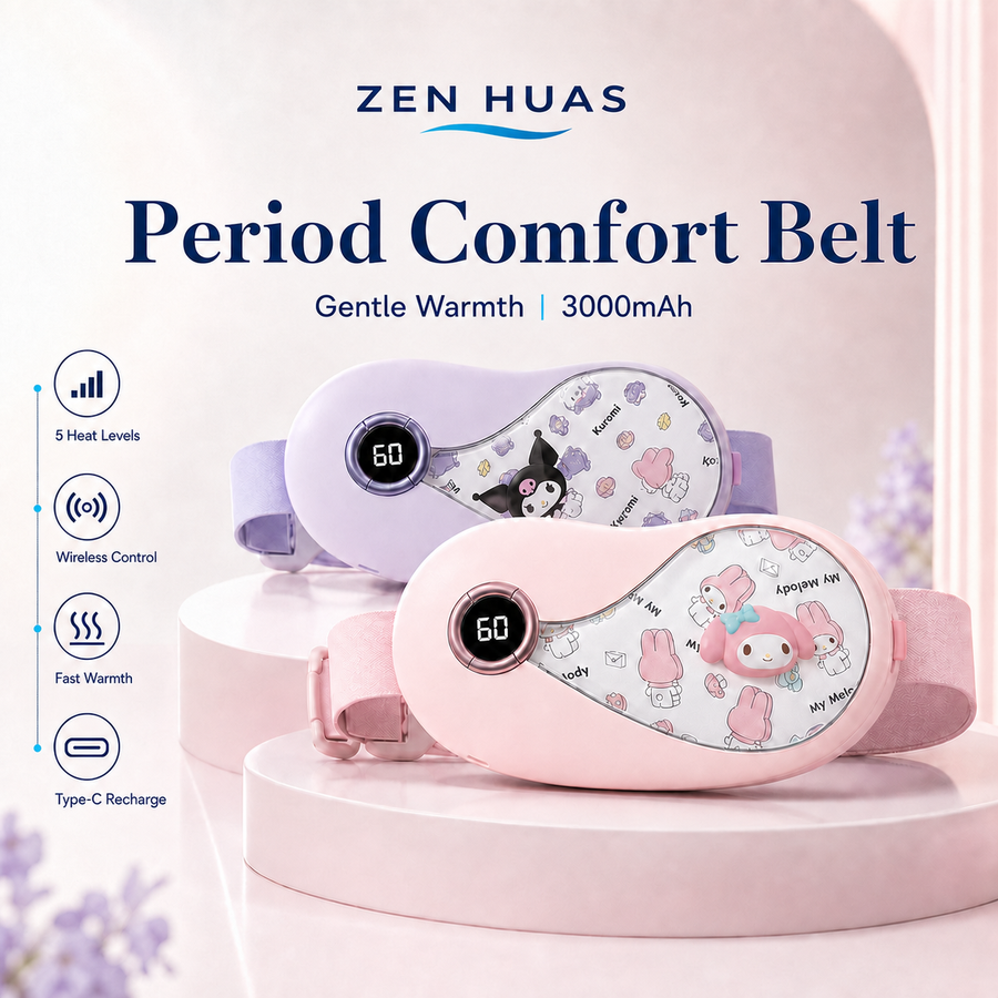 Period Heating Belt 5 Heat Levels 3 Vibration Modes 3000mAh Type-C Rechargeable Menstrual Warm Waist Pad