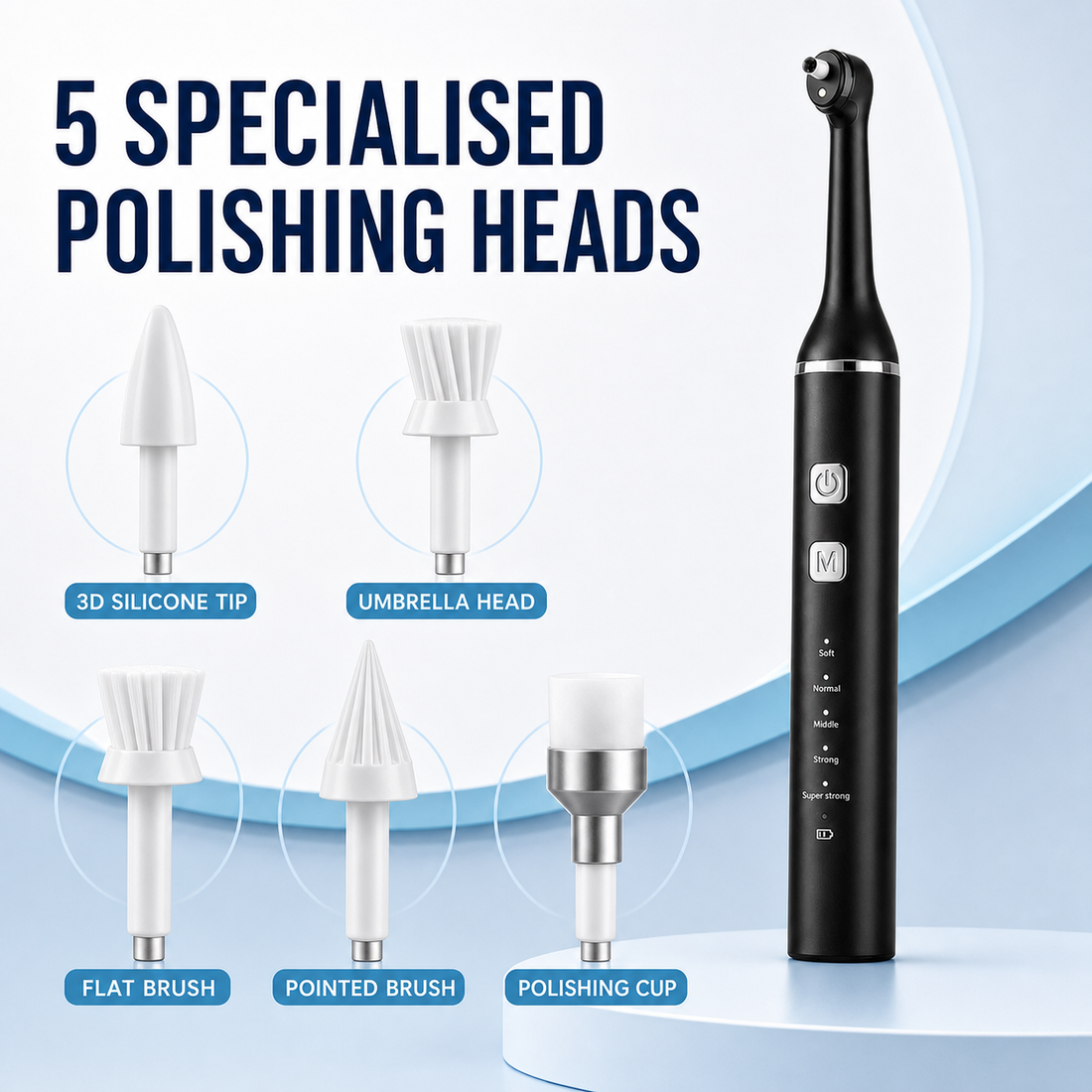Electric tooth polisher five polishing heads