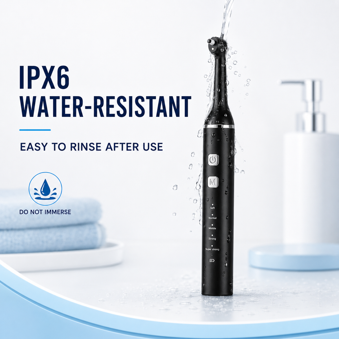 Electric tooth polisher IPX6 water resistance