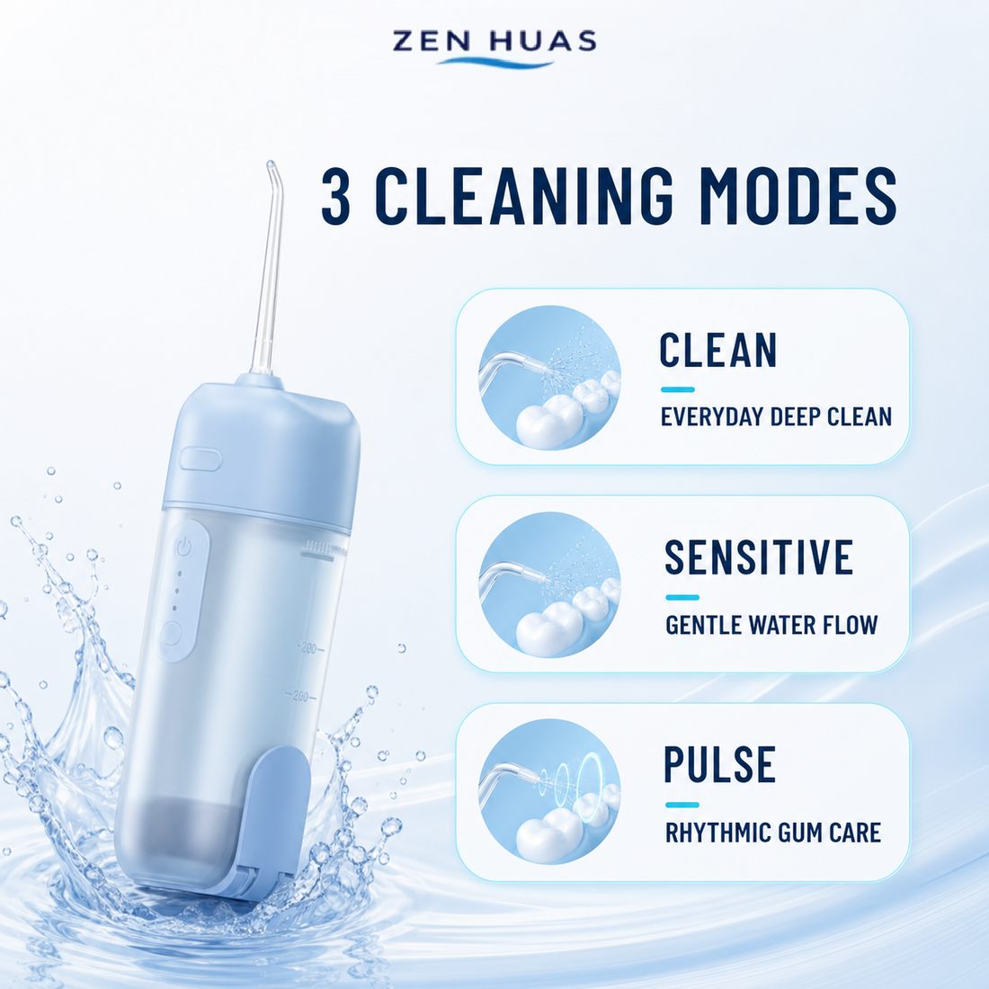 Portable Water Flosser 200ml USB-C Rechargeable Oral Irrigator with 3 Modes and 4 Cleaning Nozzles for Travel - product detail 3