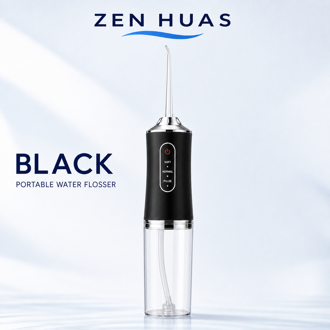 Portable Water Flosser 220ml Rechargeable Oral Irrigator with 3 Modes, 4 Nozzles and 360 Rotating Tip - Black